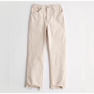 Social Tourist Ultra High Rise Straight Leg Jeans Womens Size 29 Cream Raw Hem